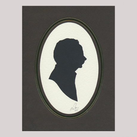 
        Silhouette with man in frame looking right.